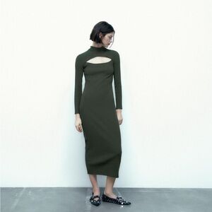 Zara Long Sleeve Olive Dress